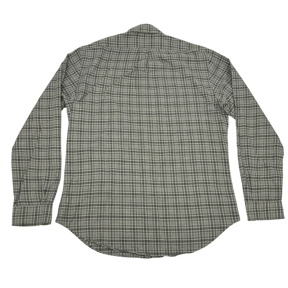 Ralph Lauren Button Down Shirt Men Large Gray Plaid Slim Fit Long Sleeve Cotton